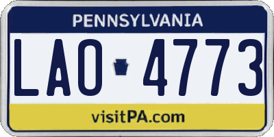 PA license plate LAO4773