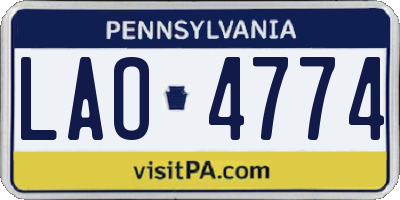 PA license plate LAO4774
