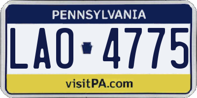PA license plate LAO4775