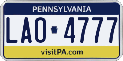 PA license plate LAO4777