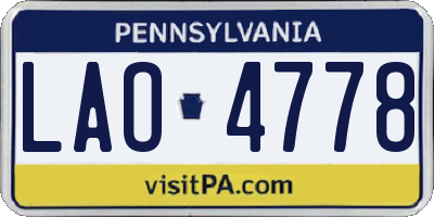 PA license plate LAO4778