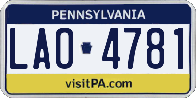 PA license plate LAO4781