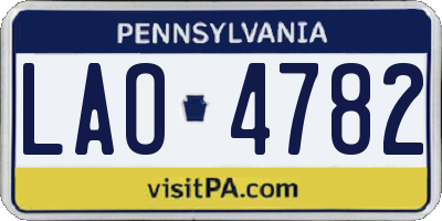 PA license plate LAO4782