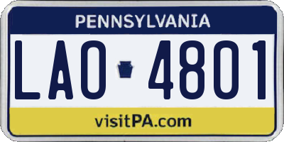 PA license plate LAO4801