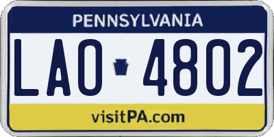 PA license plate LAO4802