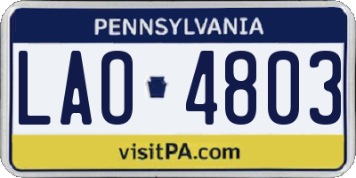 PA license plate LAO4803