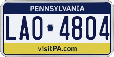 PA license plate LAO4804