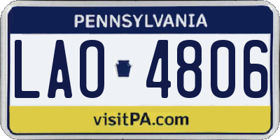 PA license plate LAO4806