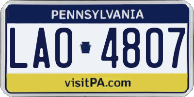 PA license plate LAO4807