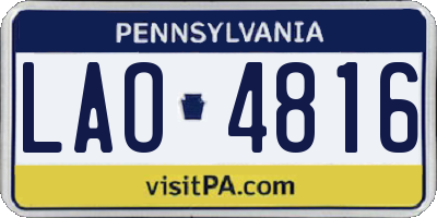 PA license plate LAO4816