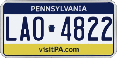 PA license plate LAO4822