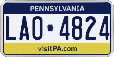 PA license plate LAO4824