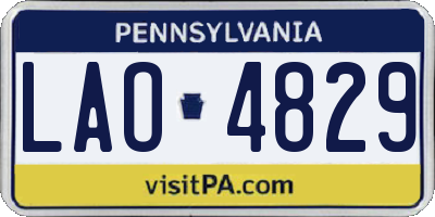 PA license plate LAO4829