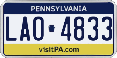 PA license plate LAO4833