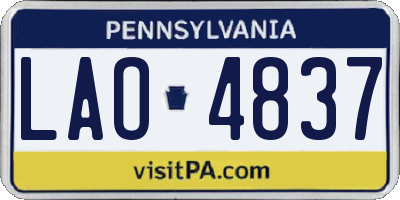 PA license plate LAO4837