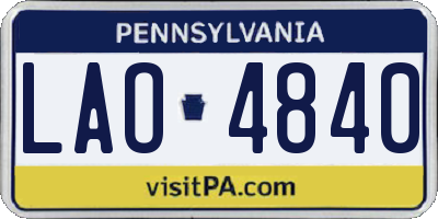 PA license plate LAO4840