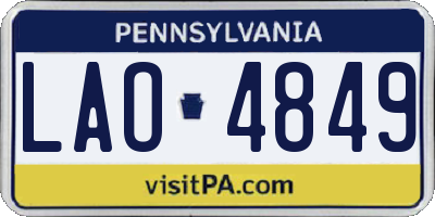 PA license plate LAO4849