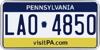 PA license plate LAO4850
