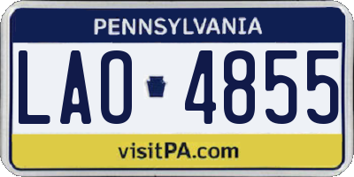 PA license plate LAO4855