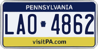 PA license plate LAO4862