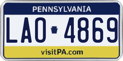 PA license plate LAO4869