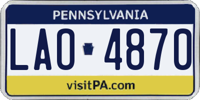 PA license plate LAO4870