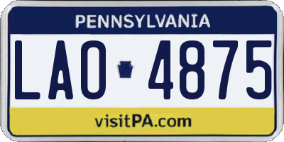 PA license plate LAO4875