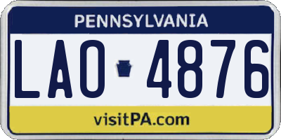 PA license plate LAO4876