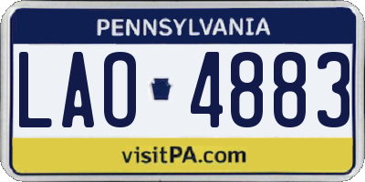 PA license plate LAO4883