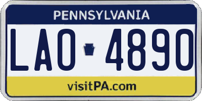 PA license plate LAO4890