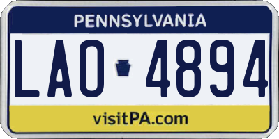 PA license plate LAO4894