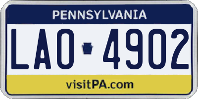 PA license plate LAO4902