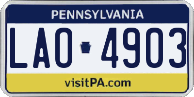 PA license plate LAO4903