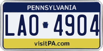 PA license plate LAO4904