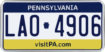 PA license plate LAO4906