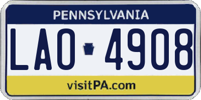 PA license plate LAO4908