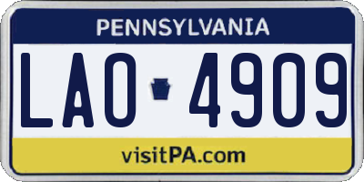 PA license plate LAO4909