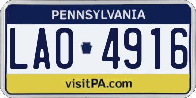 PA license plate LAO4916