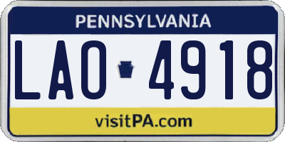 PA license plate LAO4918