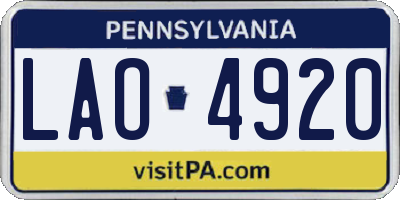 PA license plate LAO4920