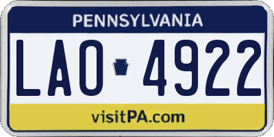 PA license plate LAO4922
