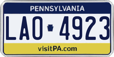 PA license plate LAO4923