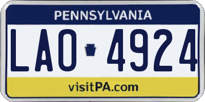 PA license plate LAO4924