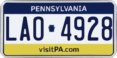 PA license plate LAO4928