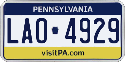 PA license plate LAO4929