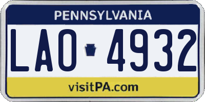 PA license plate LAO4932