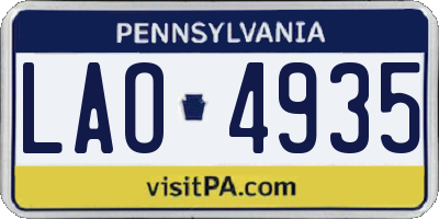 PA license plate LAO4935
