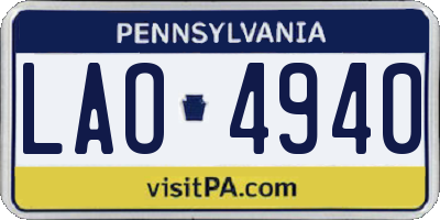 PA license plate LAO4940