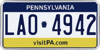 PA license plate LAO4942