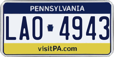 PA license plate LAO4943